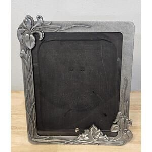 Vintage Pewter Art Nouveau Jennifer Moore IRISES Photo Frame Easel Back 8" X 10"